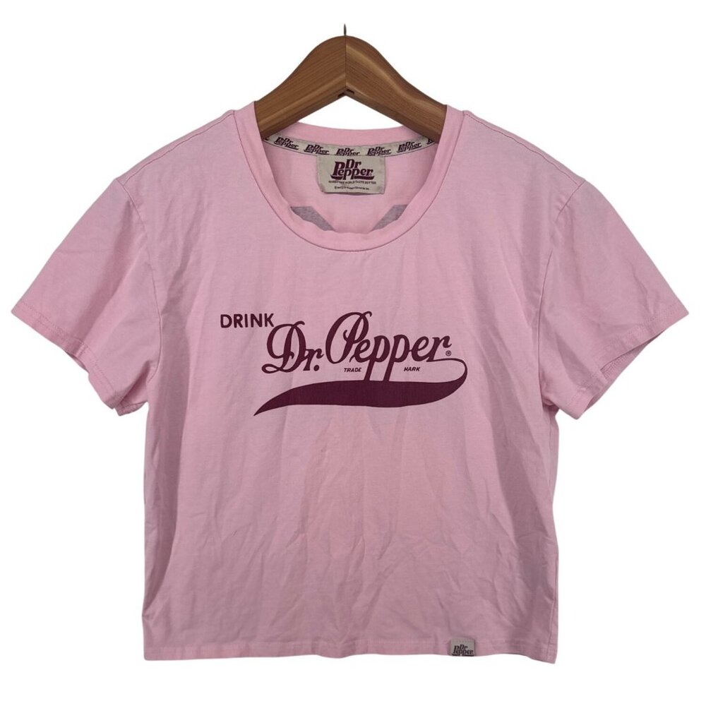 Dr Pepper Womens TShirt Sz XL Pink/Maroon Logo Double-Sided Novelty Blogger Fave